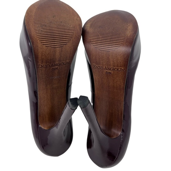 Enzo Angiolini Eatanen Patent Leather Peep Toe Platform Heels Burgundy Size 5.5 - Picture 6 of 13